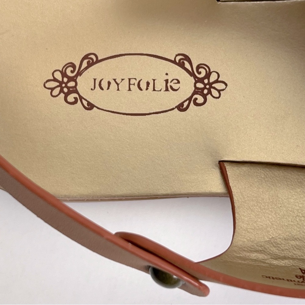 Joyfolie | Striped Bow Criss Cross Sandal Brown With Navy White Bow | Girls 2. - Picture 7 of 9